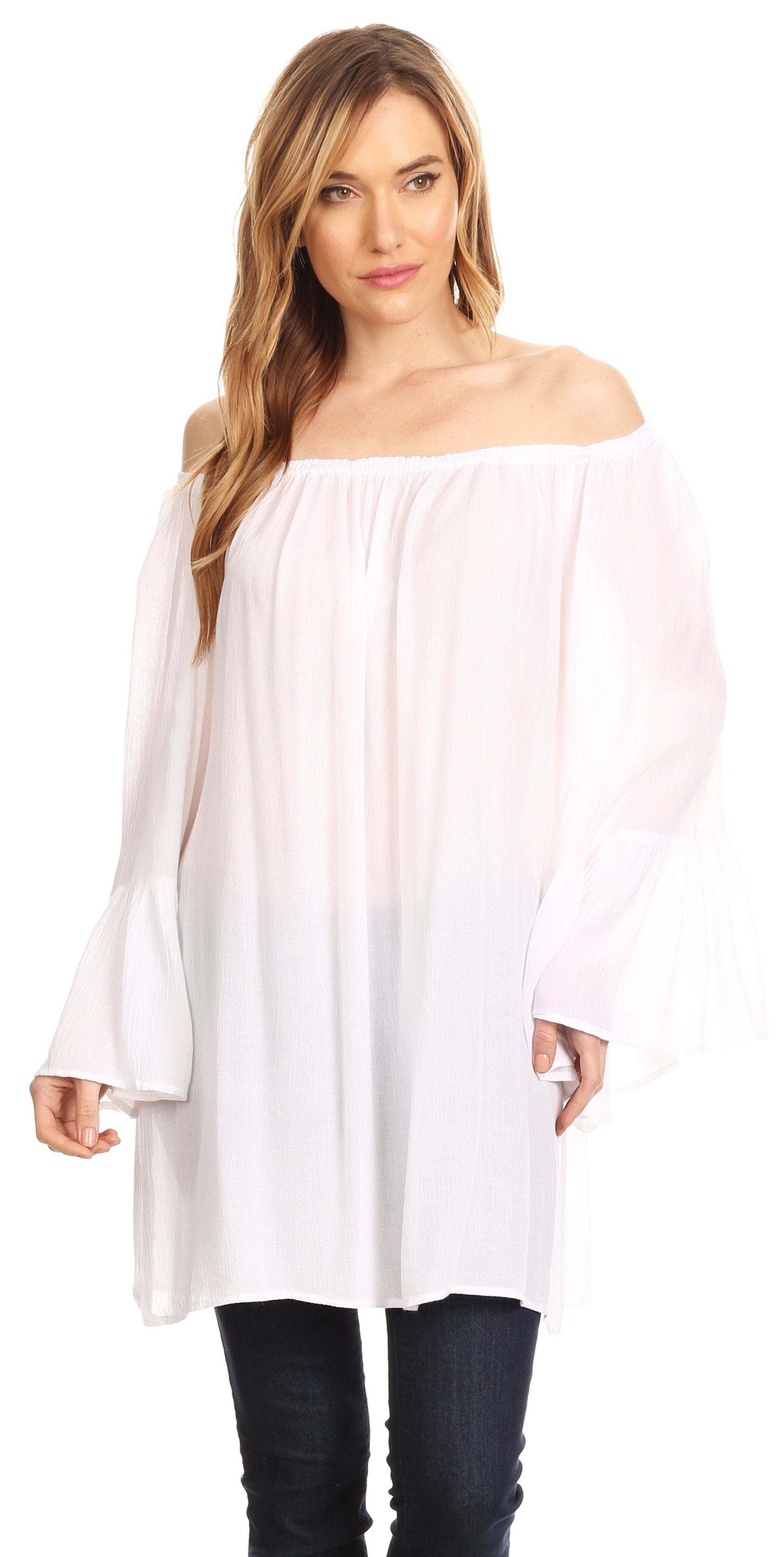 Sakkas Anna Casual Flowy Wide Neck 3/4 Sleeve Light Summer Boho Blouse Top - Concordia Style Boutique