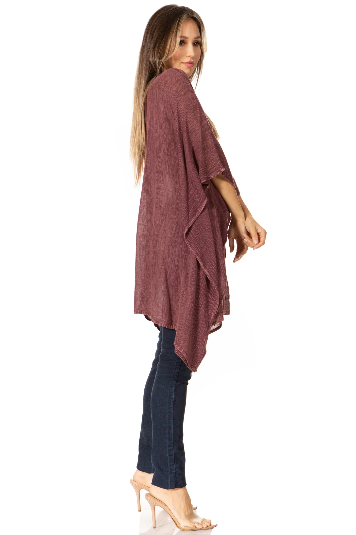Sakkas Wren Lightweight Circle Poncho Top Blouse With Detailed Embroidery - Concordia Style Boutique