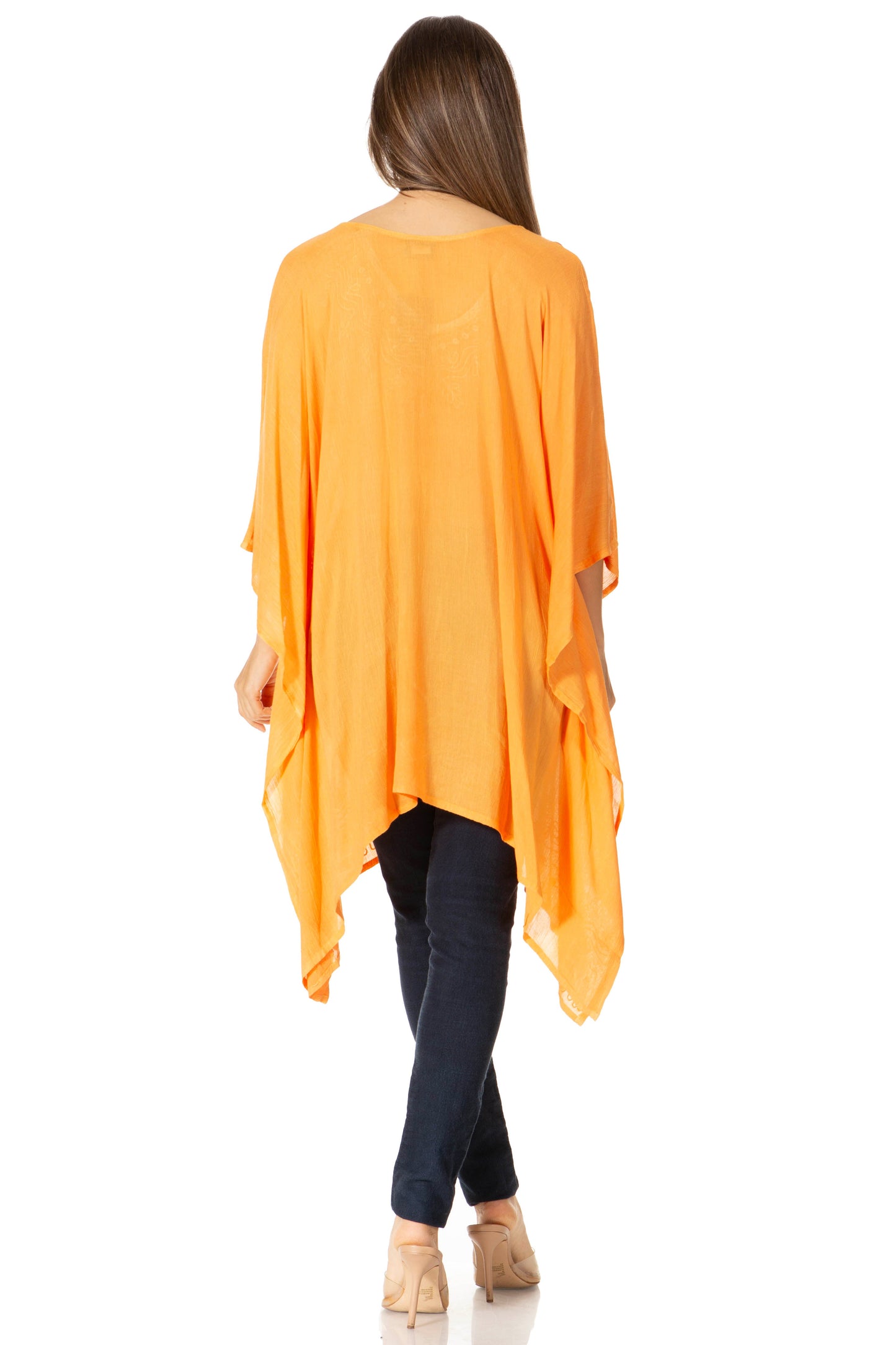 Sakkas Wren Lightweight Circle Poncho Top Blouse With Detailed Embroidery - Concordia Style Boutique