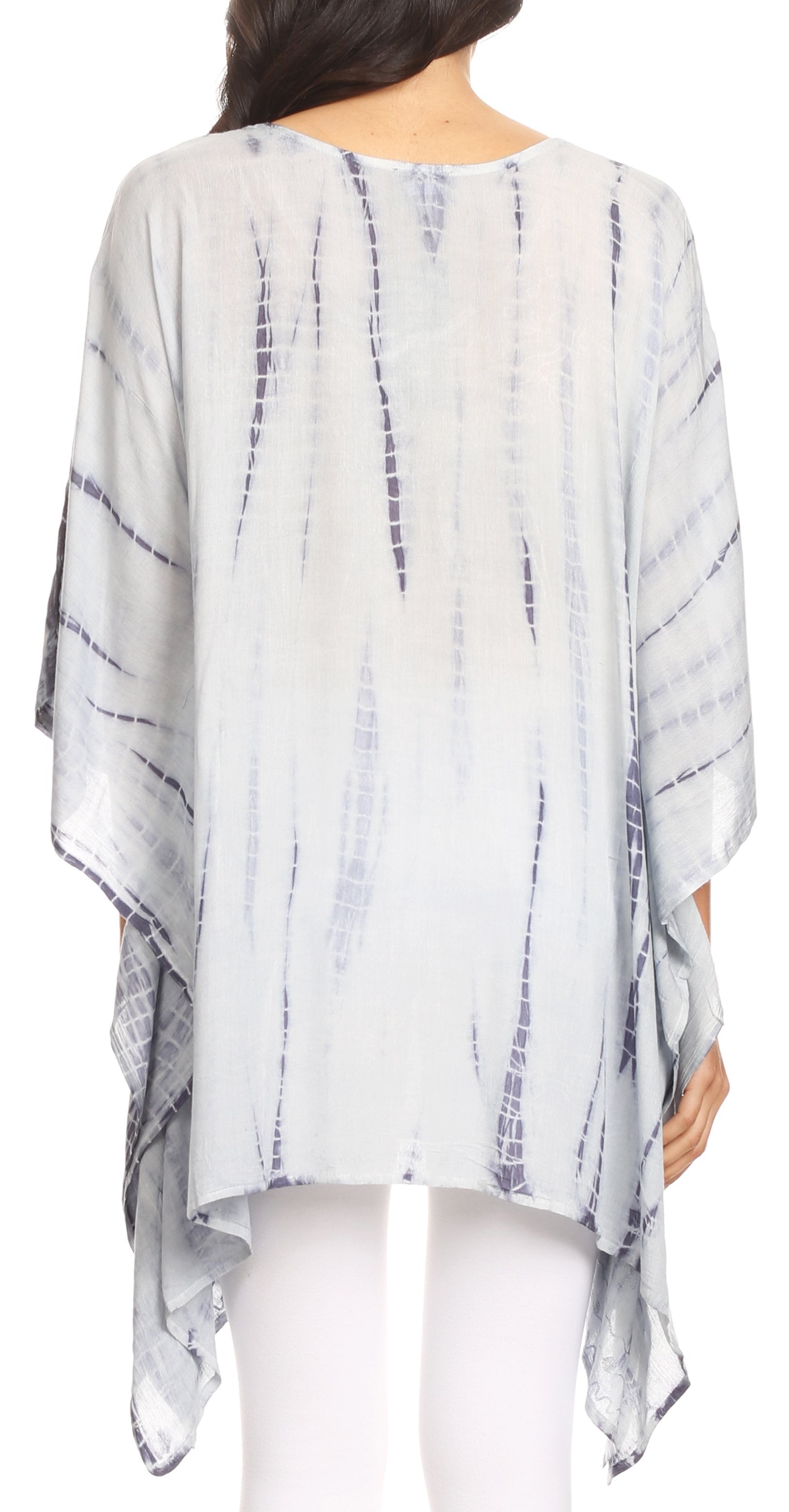 Sakkas Wren Lightweight Circle Poncho Top Blouse With Detailed Embroidery - Concordia Style Boutique