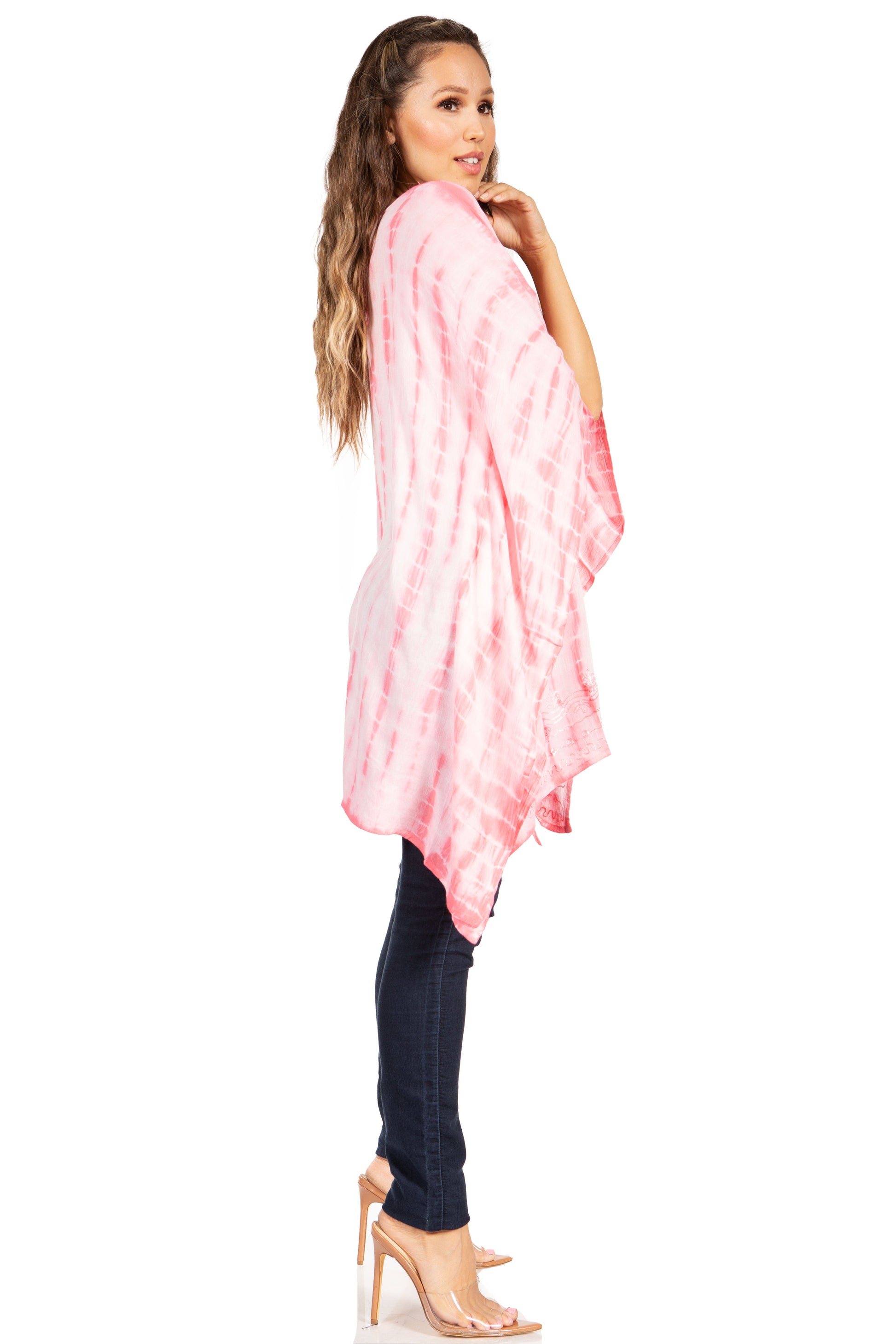 Sakkas Wren Lightweight Circle Poncho Top Blouse With Detailed Embroidery - Concordia Style Boutique