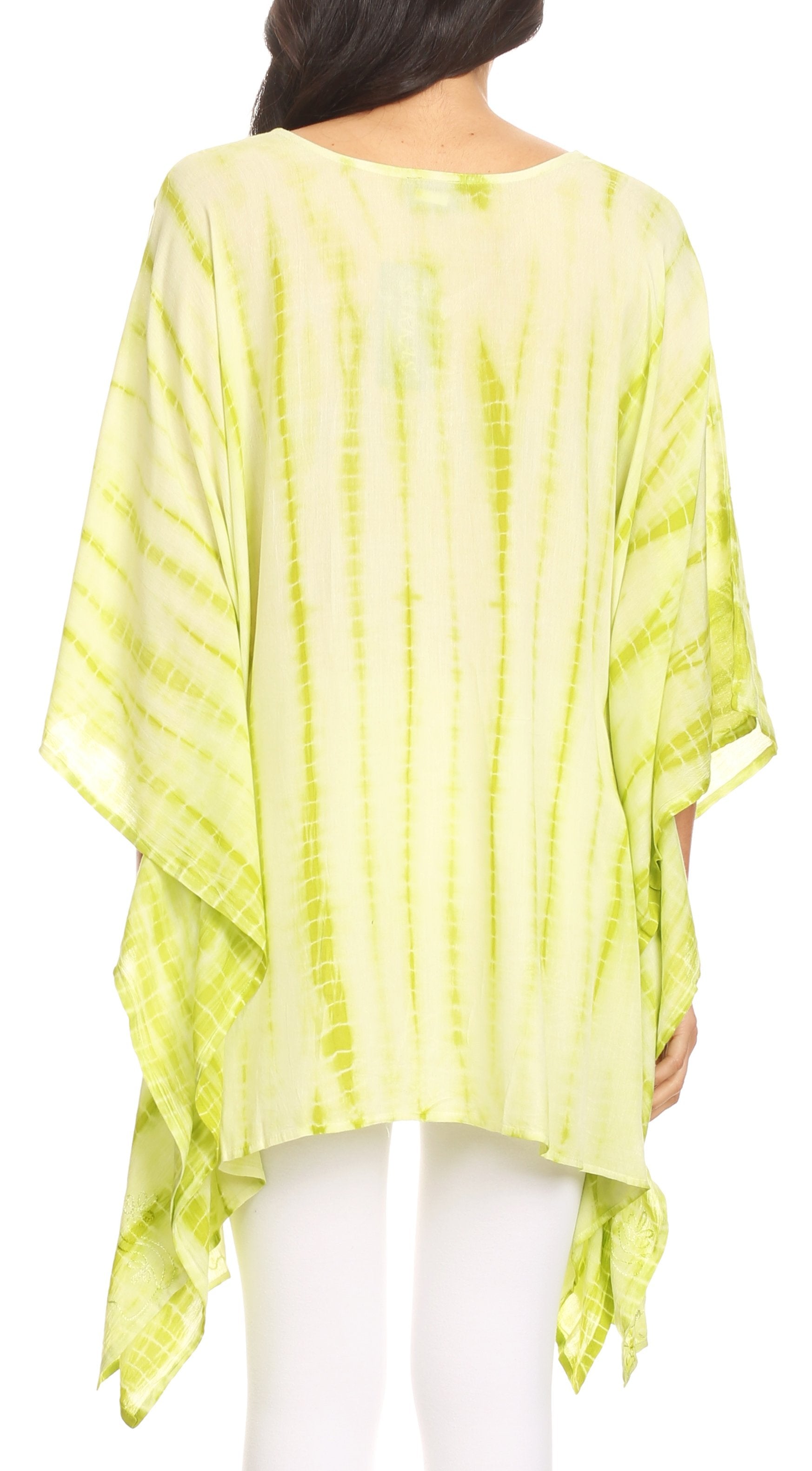 Sakkas Wren Lightweight Circle Poncho Top Blouse With Detailed Embroidery - Concordia Style Boutique