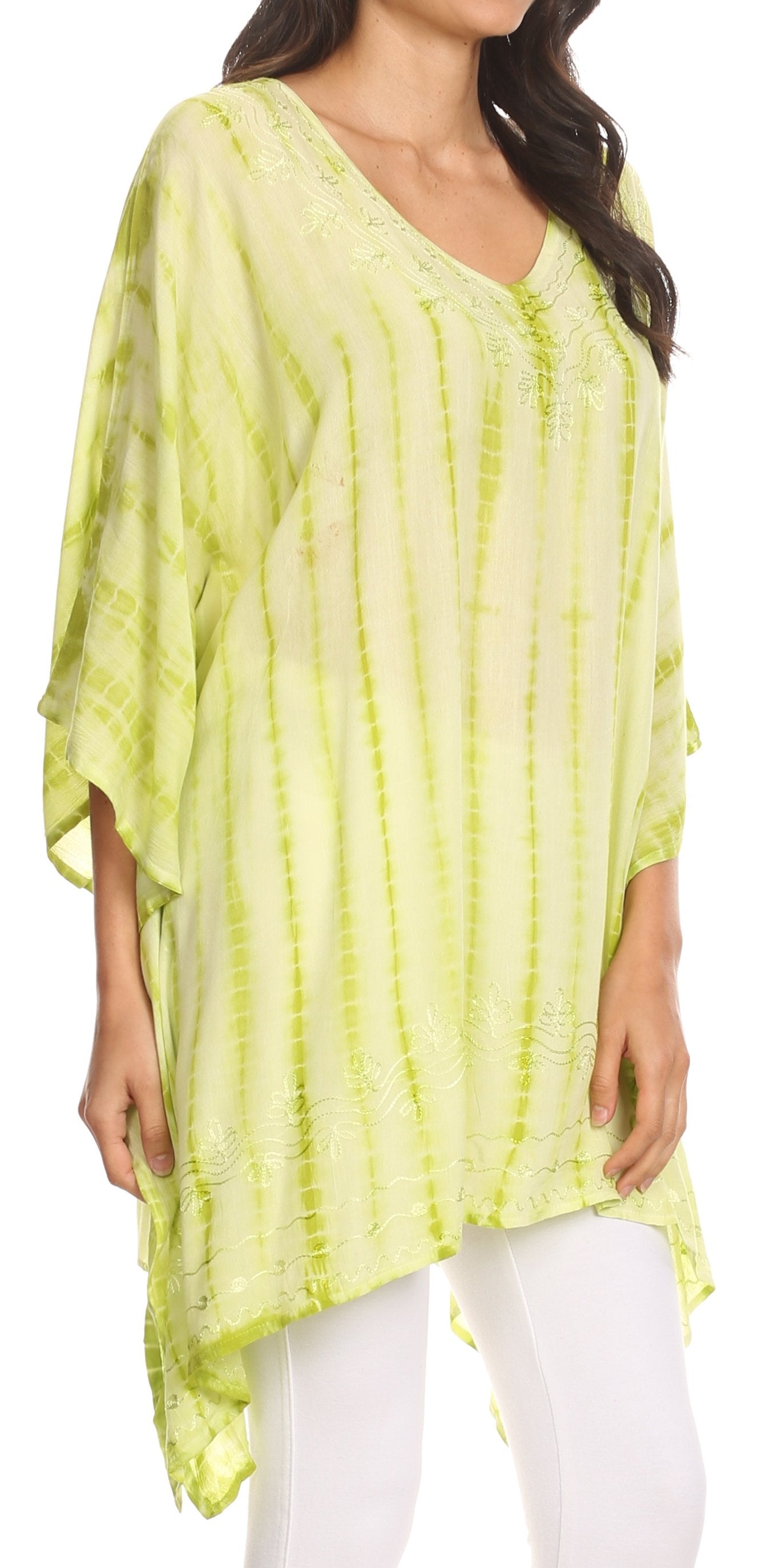 Sakkas Wren Lightweight Circle Poncho Top Blouse With Detailed Embroidery - Concordia Style Boutique