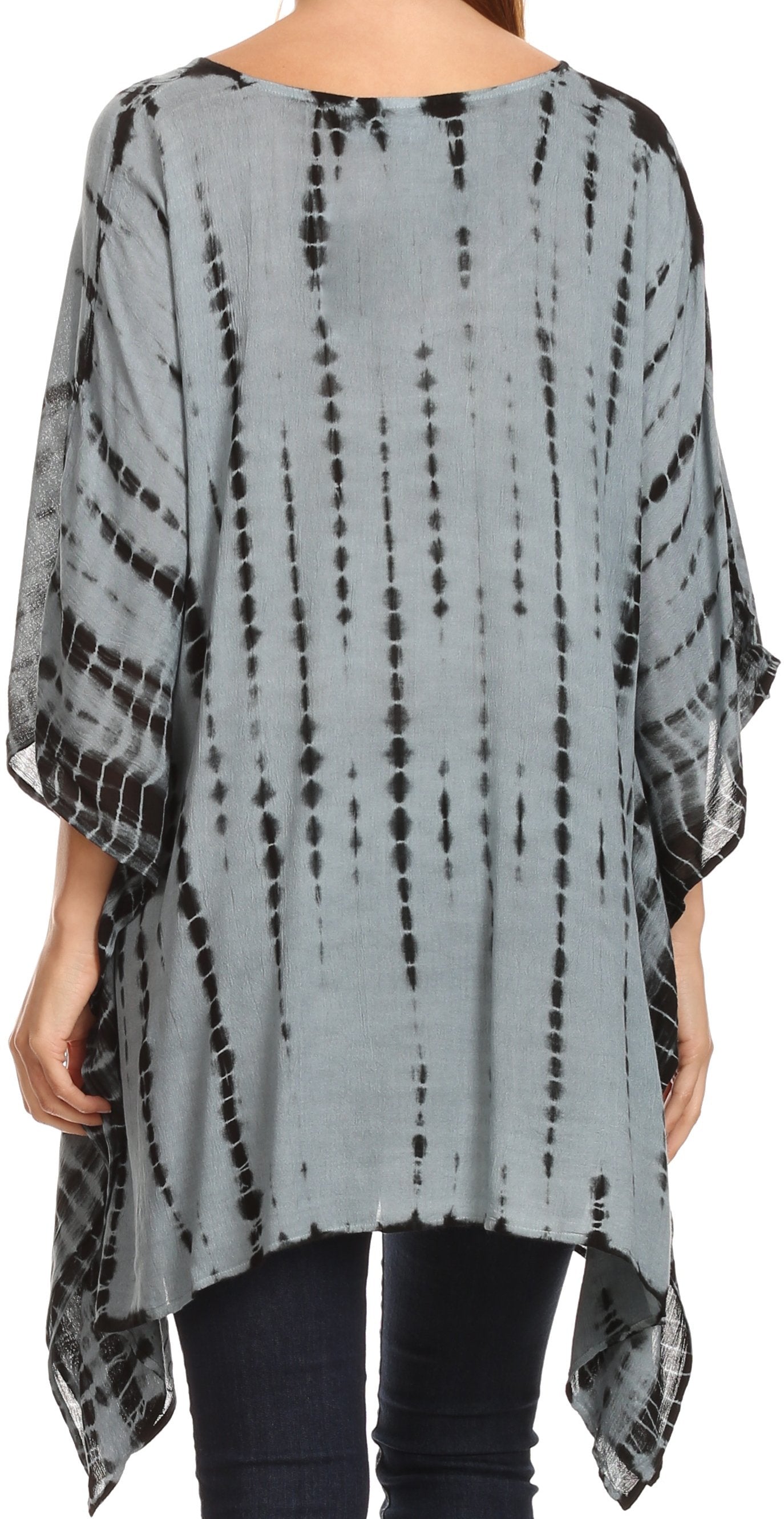 Sakkas Wren Lightweight Circle Poncho Top Blouse With Detailed Embroidery - Concordia Style Boutique