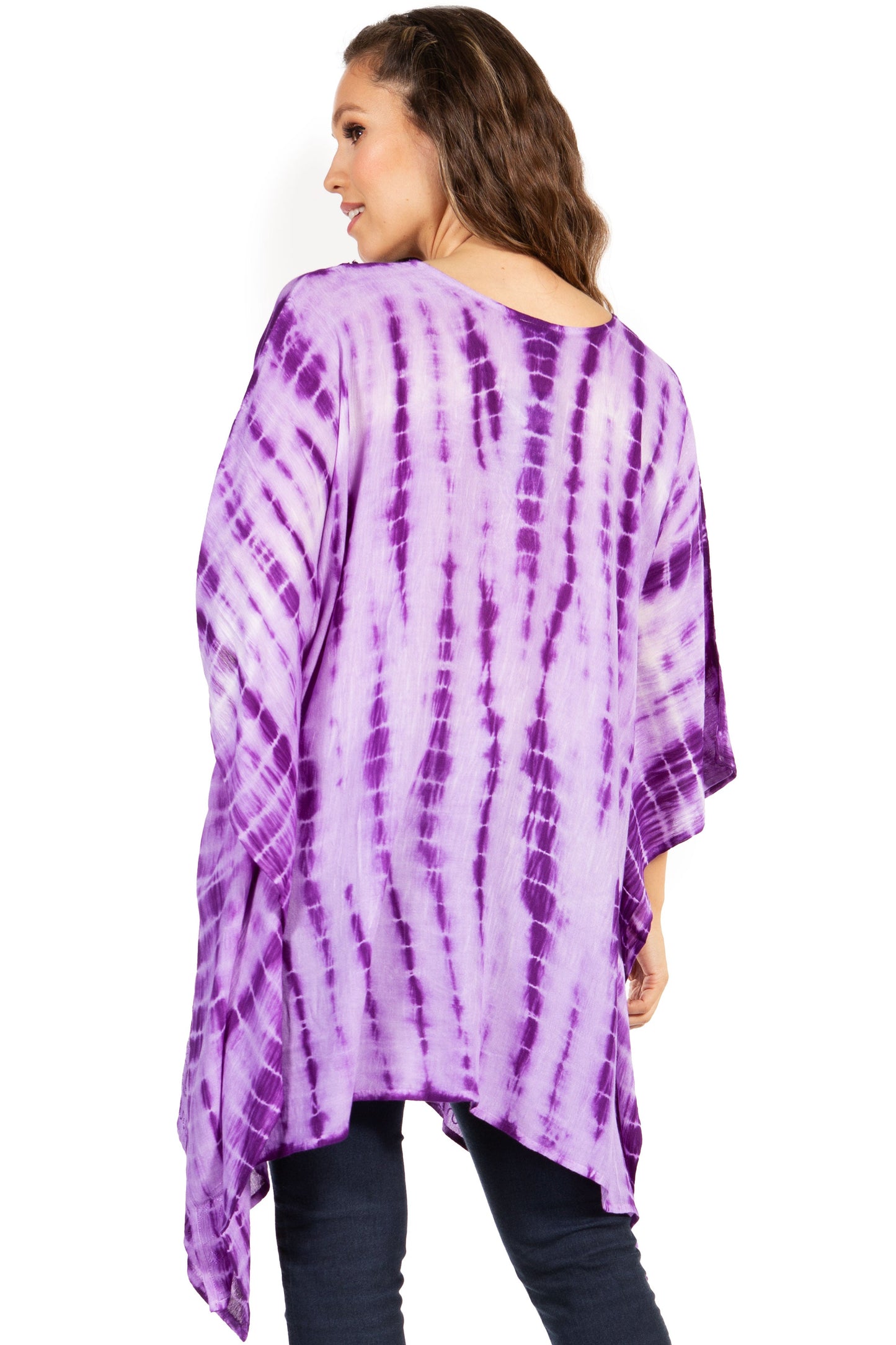 Sakkas Wren Lightweight Circle Poncho Top Blouse With Detailed Embroidery - Concordia Style Boutique