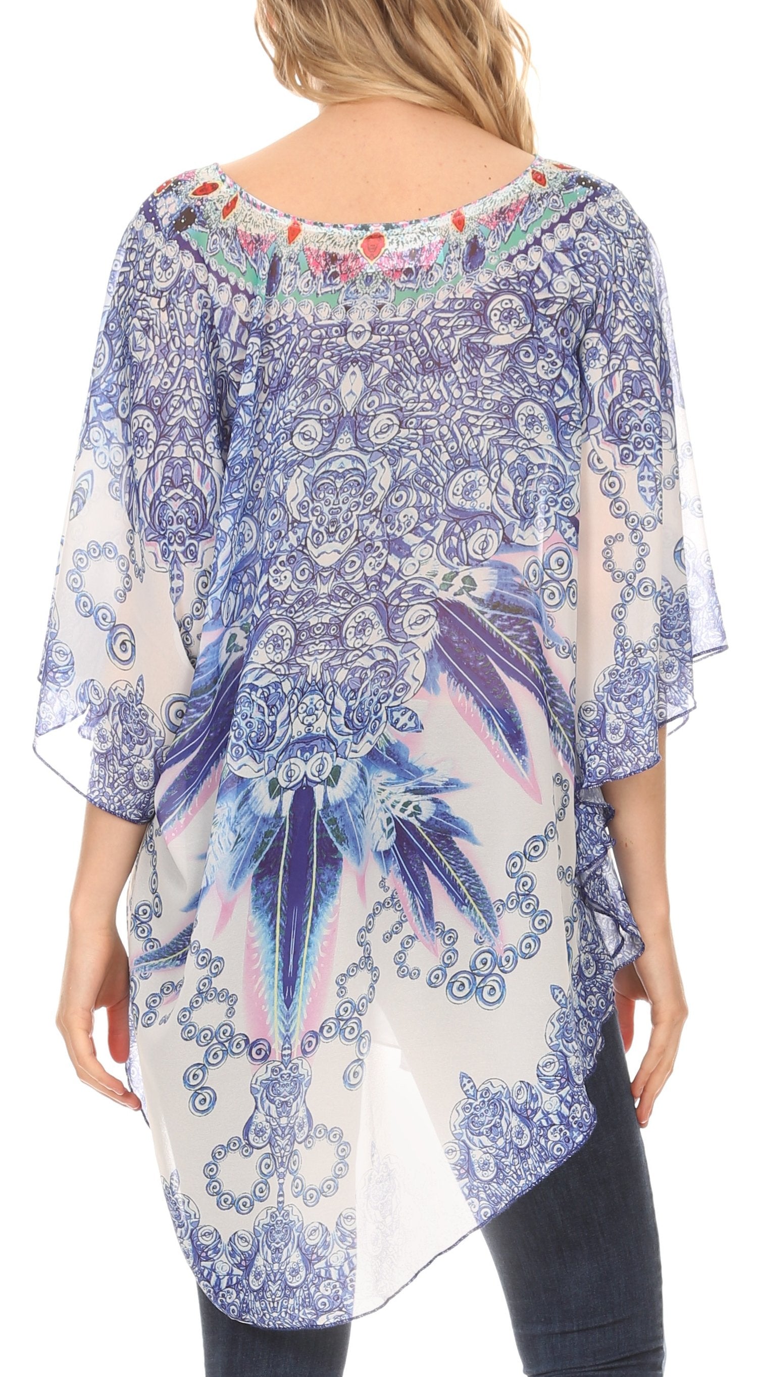 MKY Brigitte Women's Loose Casual Boho Short Sleeve Circle Blouse Top V-neck - Concordia Style Boutique