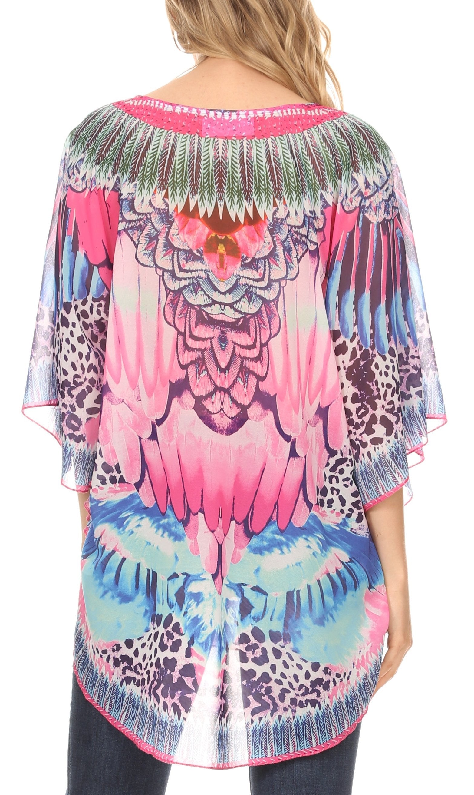 MKY Brigitte Women's Loose Casual Boho Short Sleeve Circle Blouse Top V-neck - Concordia Style Boutique