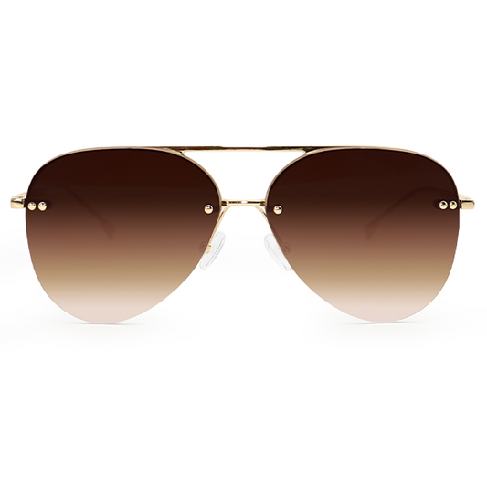 Smaller Megan 2 - Faded Brown Metal Aviator Sunglasses - Concordia Style Boutique