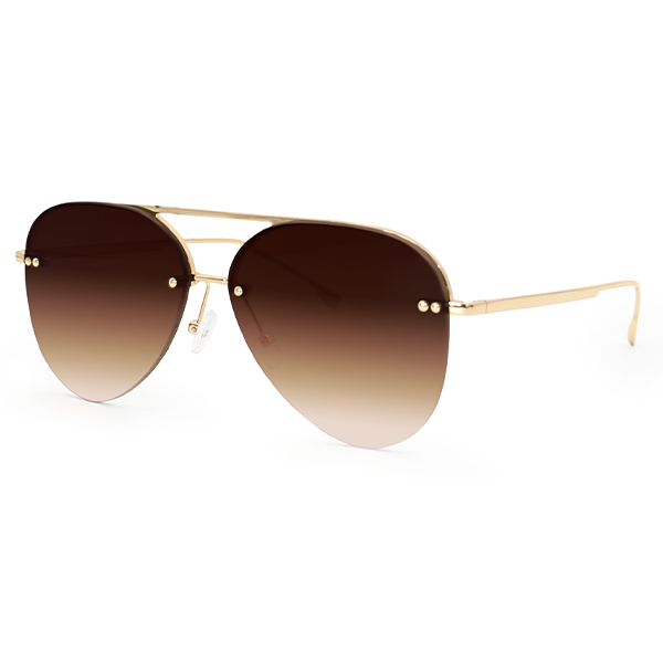 Smaller Megan 2 - Faded Brown Metal Aviator Sunglasses - Concordia Style Boutique
