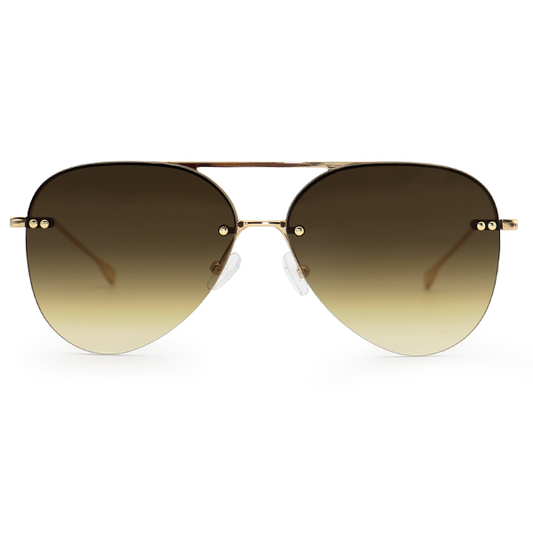 Smaller Megan 2 - Olive Metal Aviator Sunglasses with Gold Frame - Concordia Style Boutique