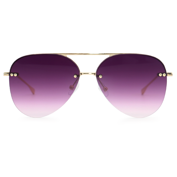 Smaller Megan 2 - Purple Metal Aviator Sunglasses with Gold Frame - Concordia Style Boutique