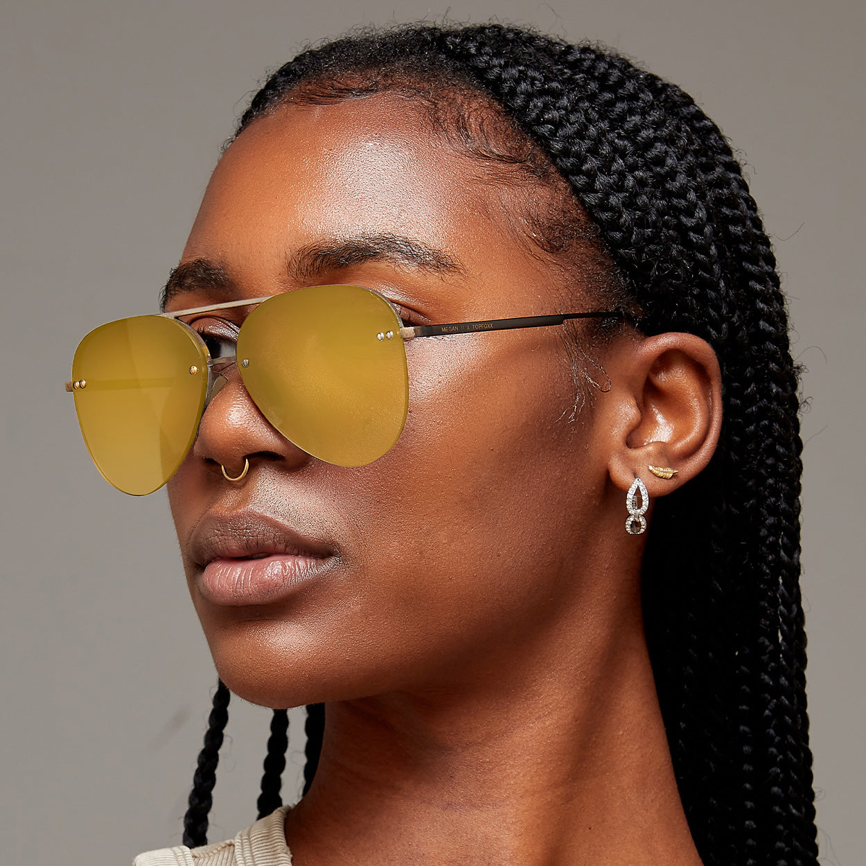 Smaller Megan 2 Mirrored Bronze - Tangle Free Aviator Sunglasses - Concordia Style Boutique
