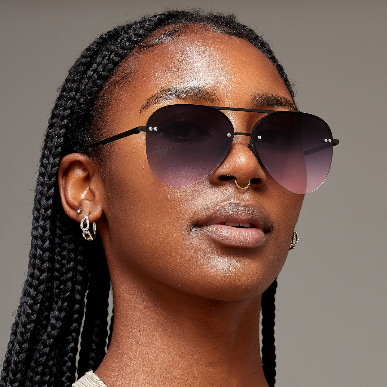 Smaller Megan 2 Faded Purple Pink - Tangle Free Aviator Sunglasses - Concordia Style Boutique