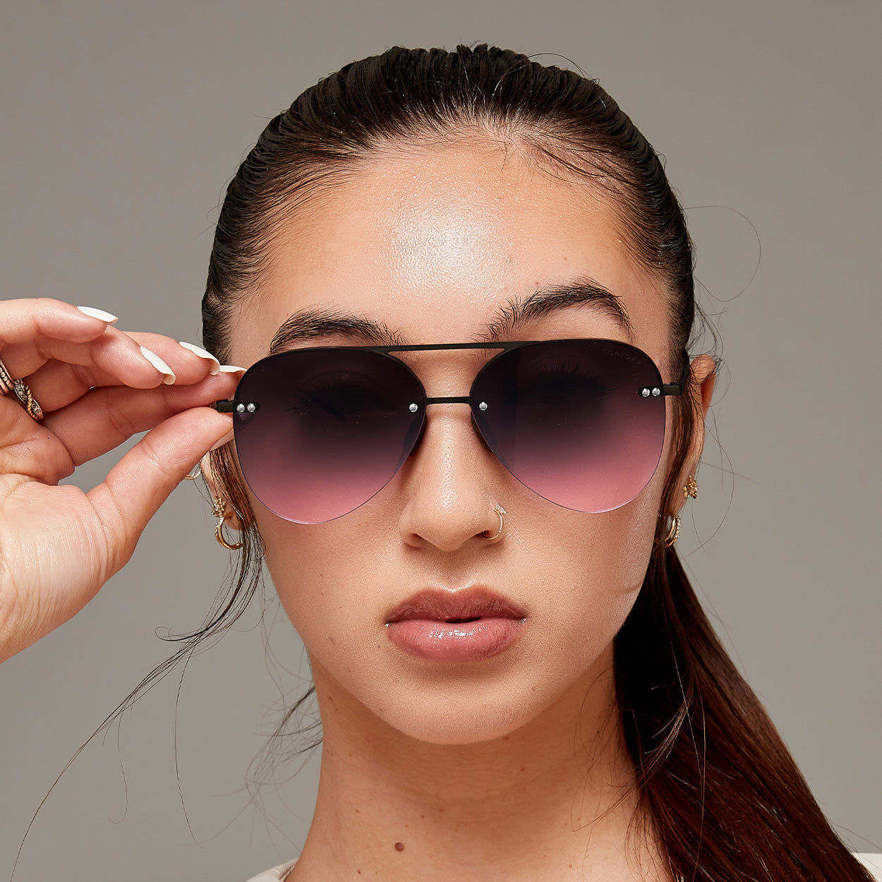 Smaller Megan 2 Faded Purple Pink - Tangle Free Aviator Sunglasses - Concordia Style Boutique