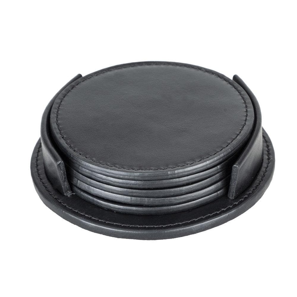 Tucson Genuine Leather Coaster Set of 5 with Holder - Premium Cup Coasters - Concordia Style Boutique