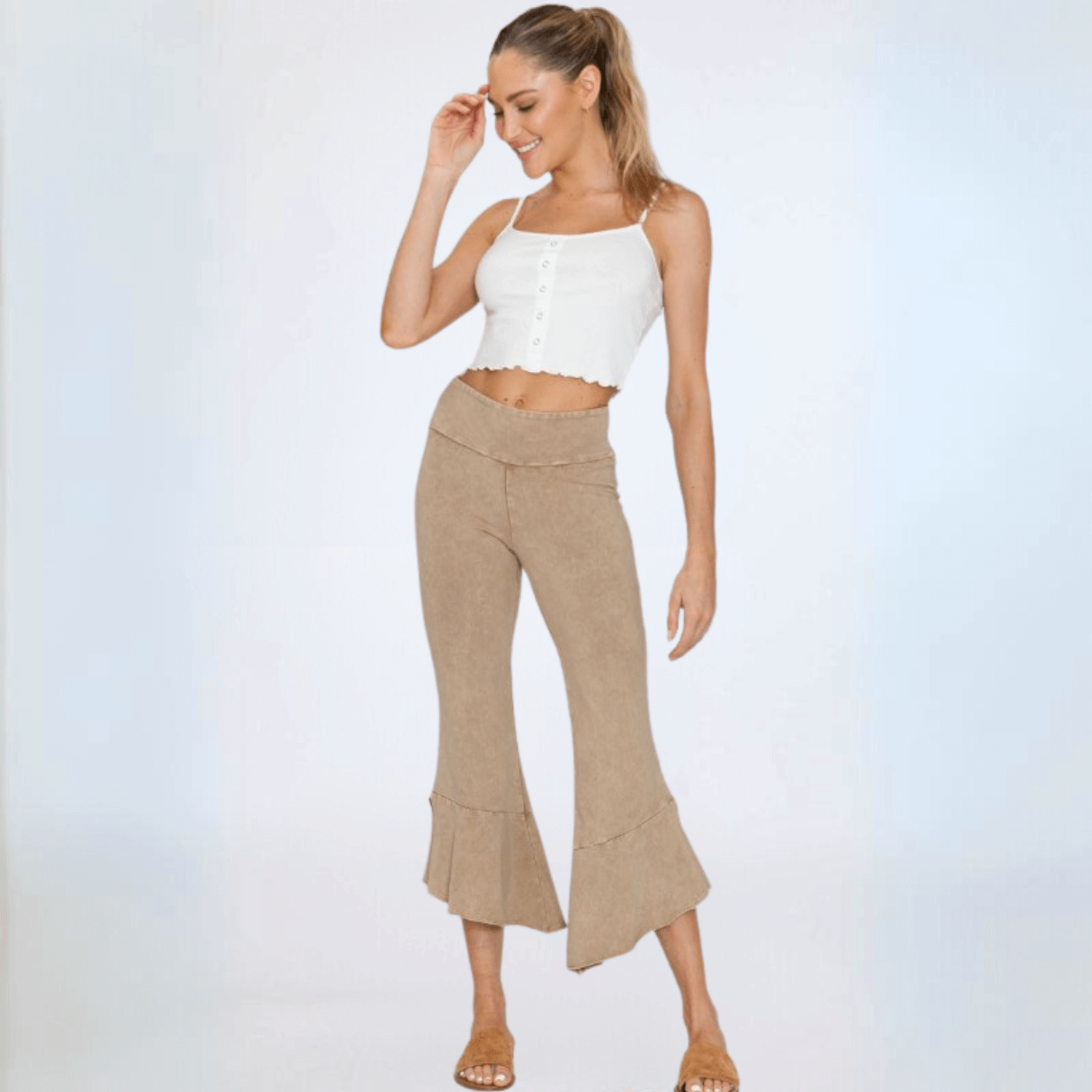 Tulip Hem Cotton Capri Pants Made in USA - Concordia Style Boutique