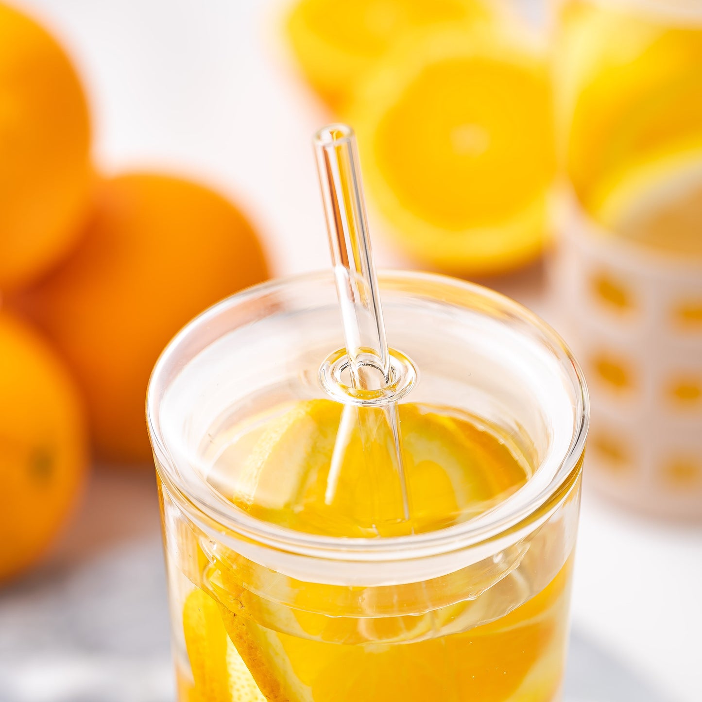 All Glass Juice Tumblers with Lid, Straw & Silicone Sleeve - 2 Pack Set, 20 oz