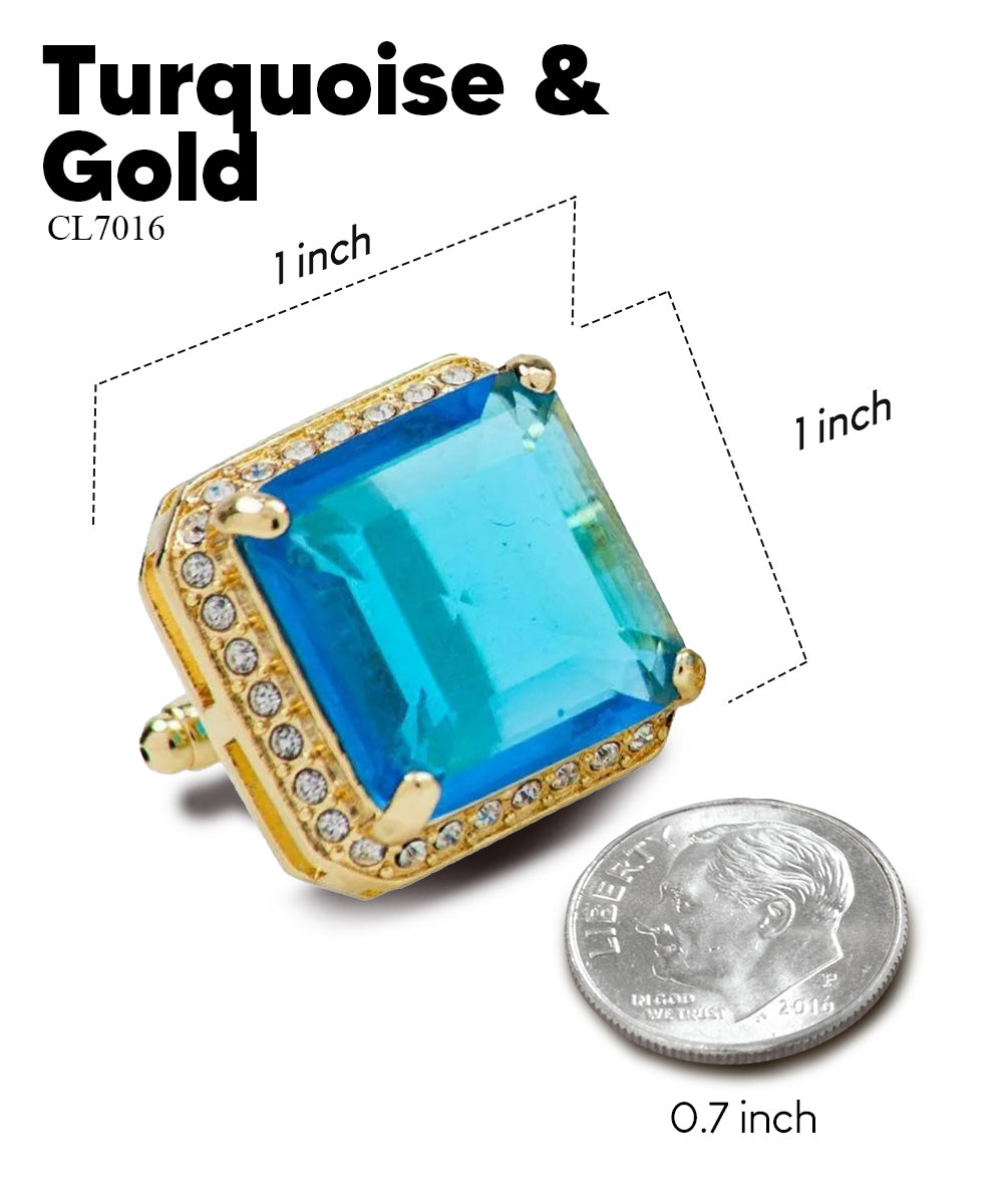 Vittorio Vico Large Big Square Crystal Colorstone Cufflinks: CL 70XX Series - Concordia Style Boutique