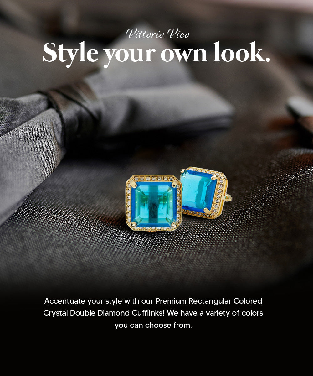 Vittorio Vico Large Big Square Crystal Colorstone Cufflinks: CL 70XX Series - Concordia Style Boutique