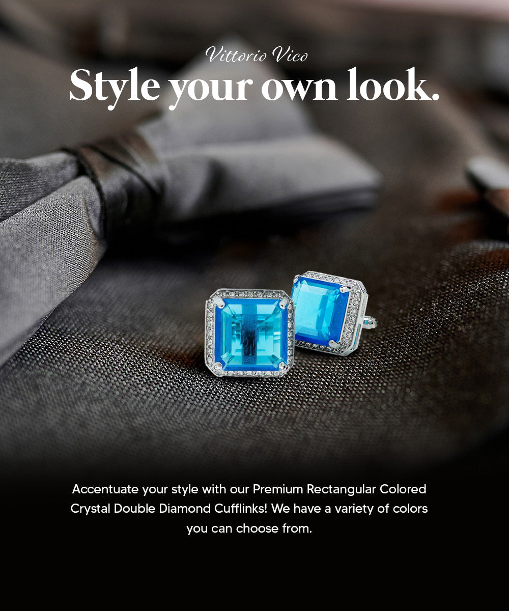 Vittorio Vico Large Big Square Crystal Colorstone Cufflinks: CL 70XX Series - Concordia Style Boutique