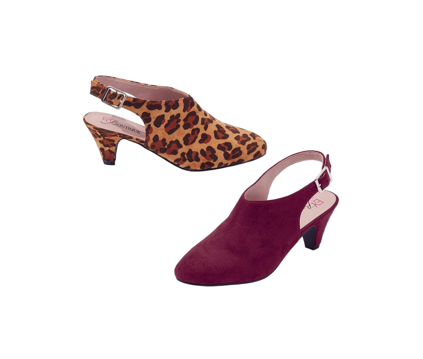 High-Vamp Closed-Toe Sueded Slingback Heels by EY Boutique