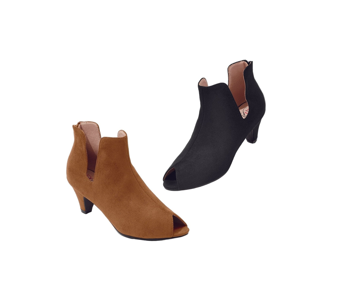 Open-Sided Peep-Toe Sueded Booties by EY Boutique