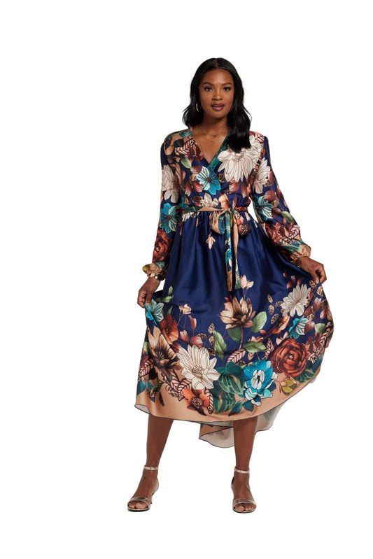 BLOOMIMG FLOWERS WRAP DRESS
