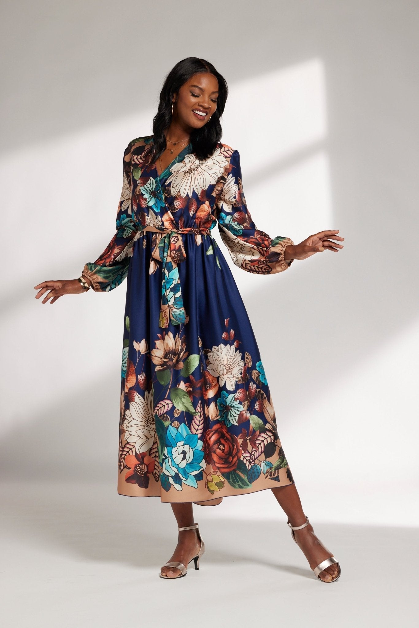 BLOOMIMG FLOWERS WRAP DRESS