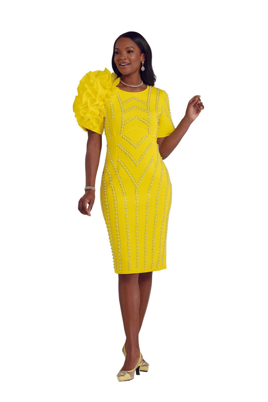 PATTERNS OF PEARLS DRESS YELLOW