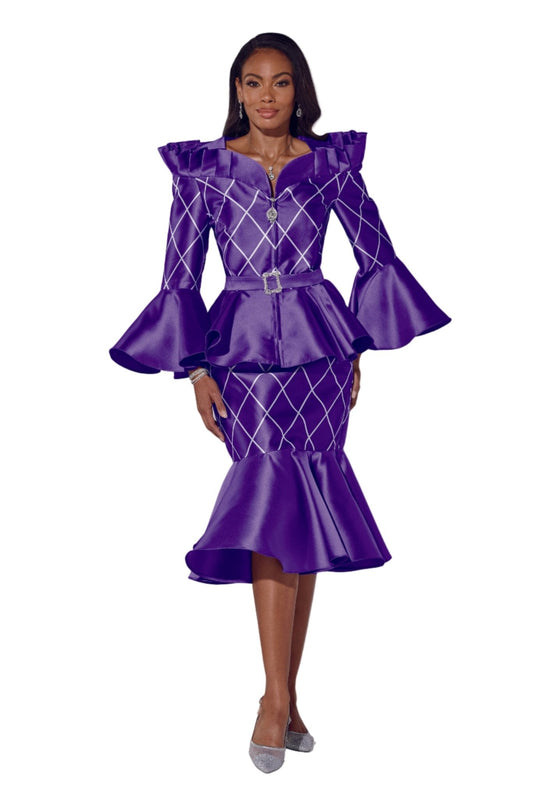 TRENDY TRELLIS PEPLUM SUIT