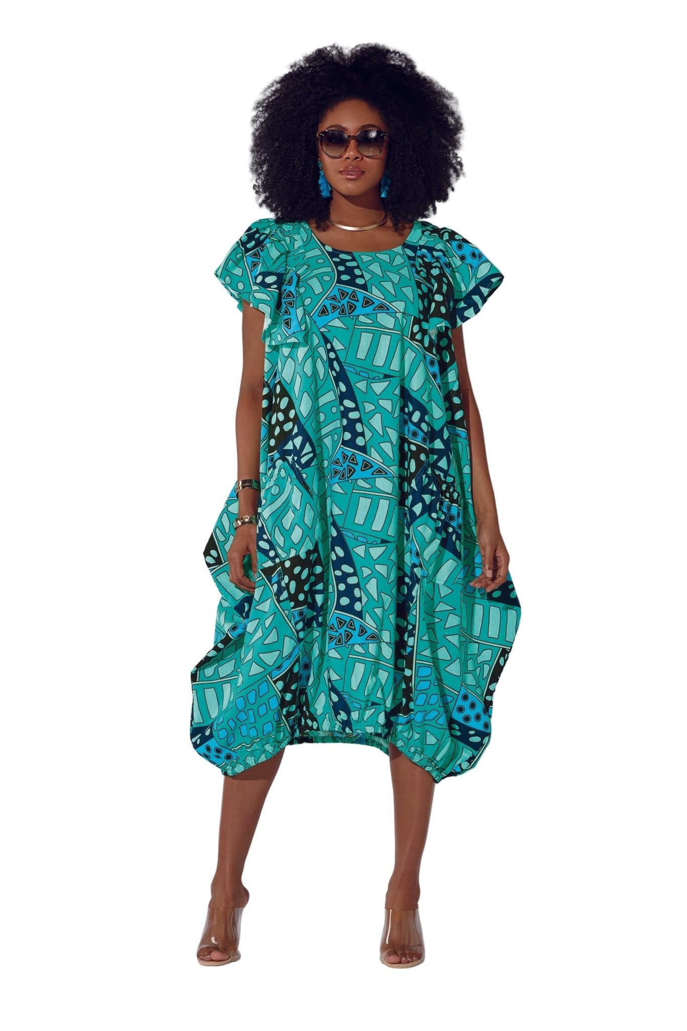 Caribbean Dream Balloon-Hem Pocket Dress by Studio EY