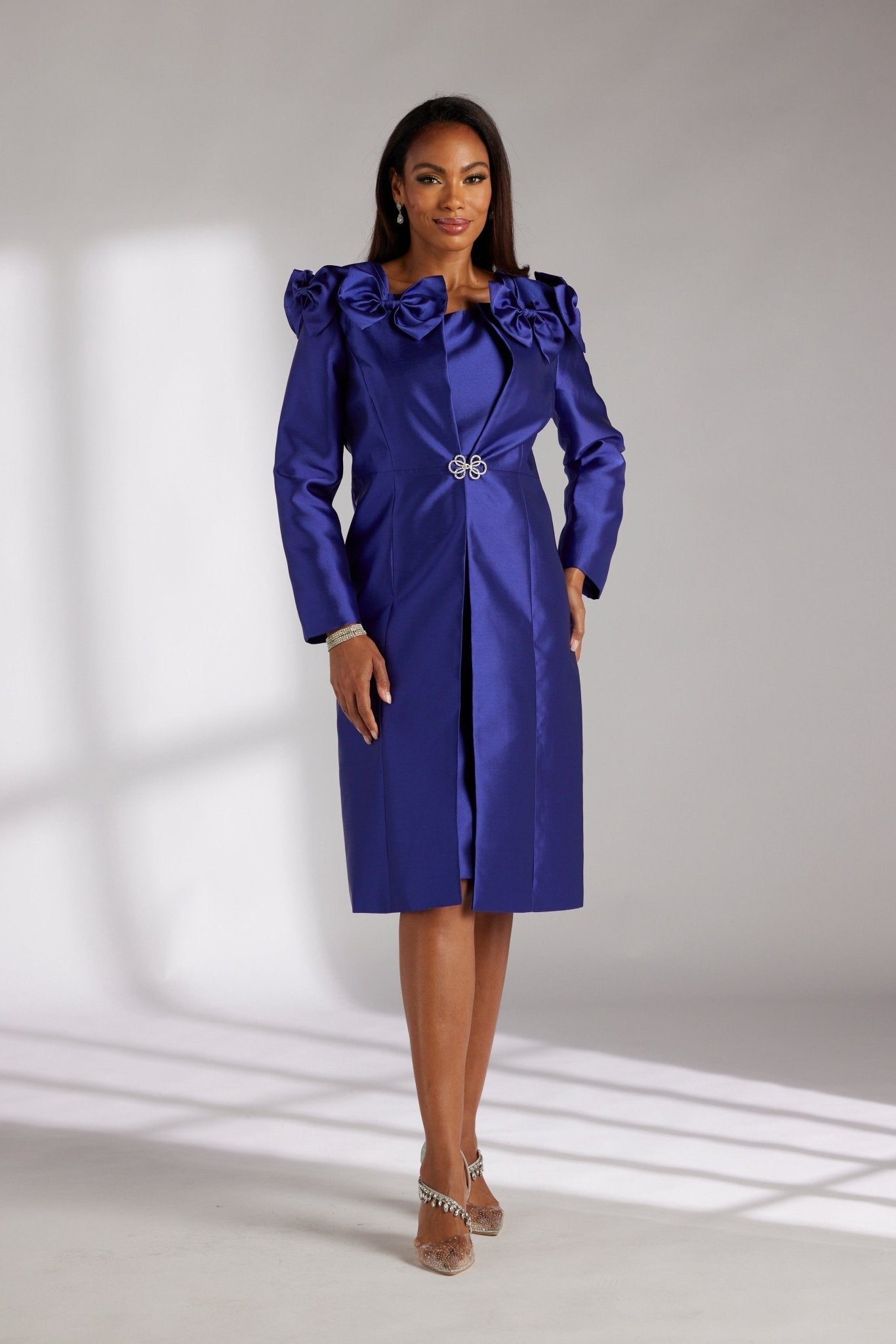 ADORNED WITH BOWS JACKET DRESS