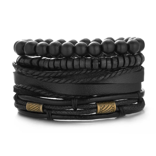 Men Bracelets Vintage Multilayer Leather Braid Bracelets