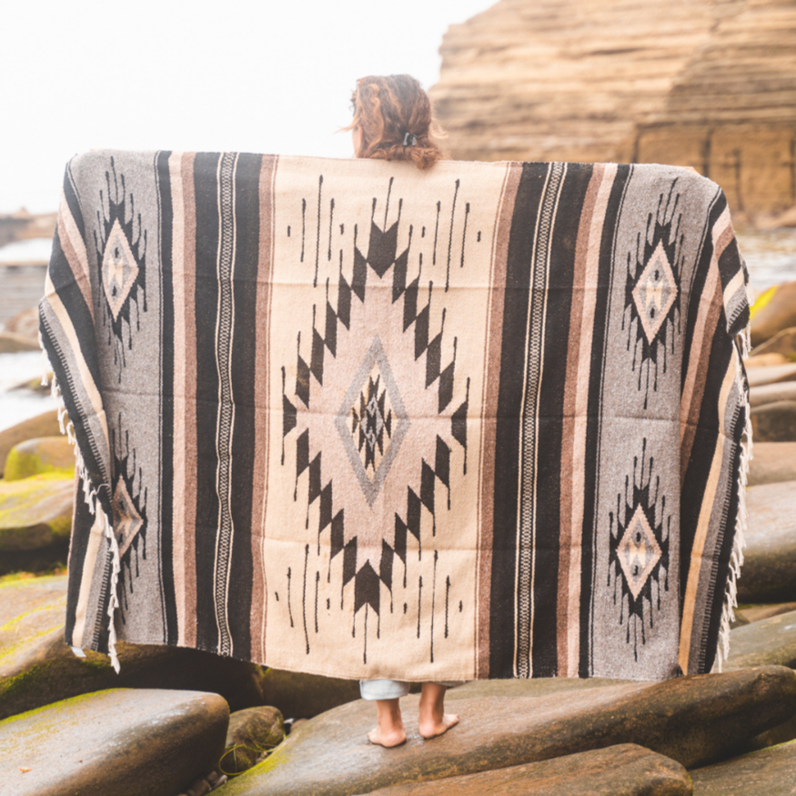 Brown Wool Mexican Blanket - Concordia Style Boutique