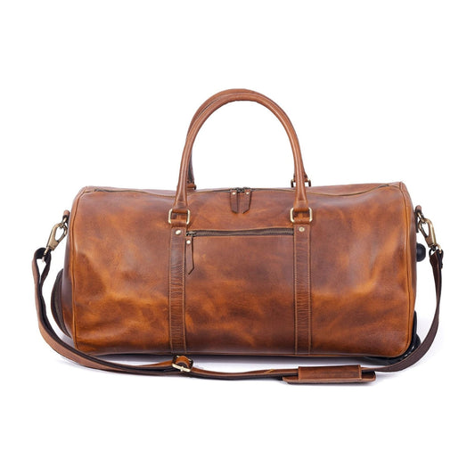 Tan Leather Trolley Bag 44L - Concordia Style Boutique