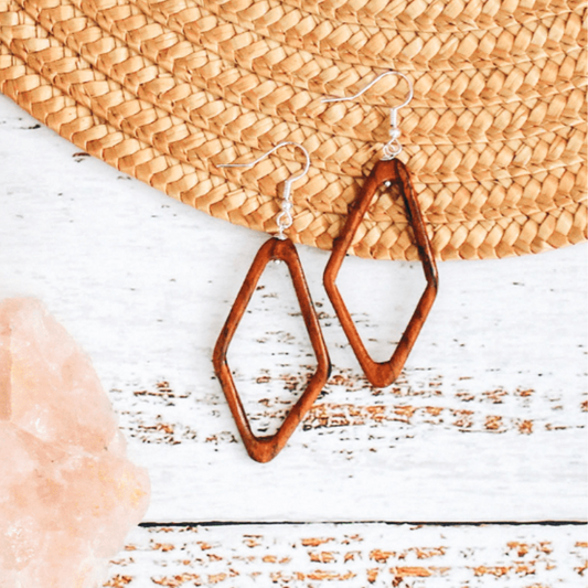 Wood Diamond Hoop Earrings - Concordia Style Boutique