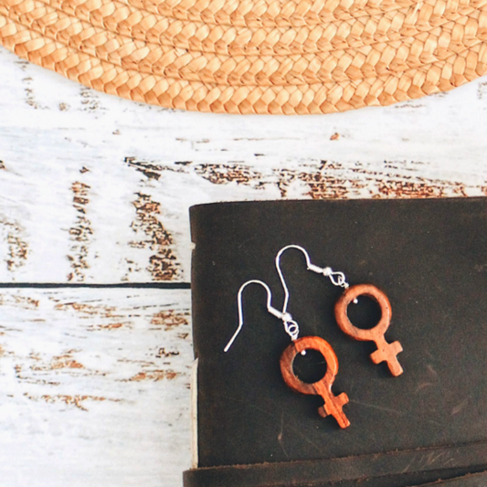Wood Female Symbol Earrings - Premium Jewelry from Upavim Crafts - Just $21! Shop now at Concordia Style Boutique