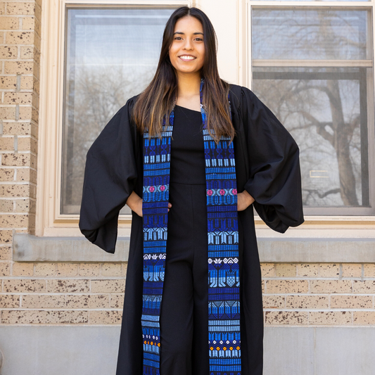 Blue Brocaded Stole - Concordia Style Boutique
