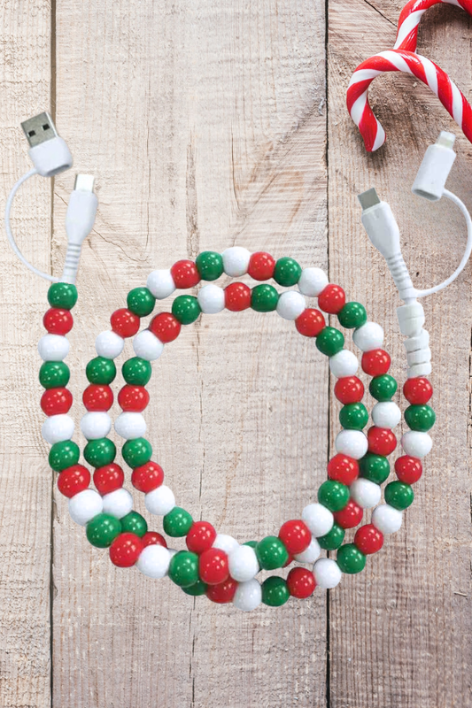 SC - Holiday Beaded Cord Phone Charger