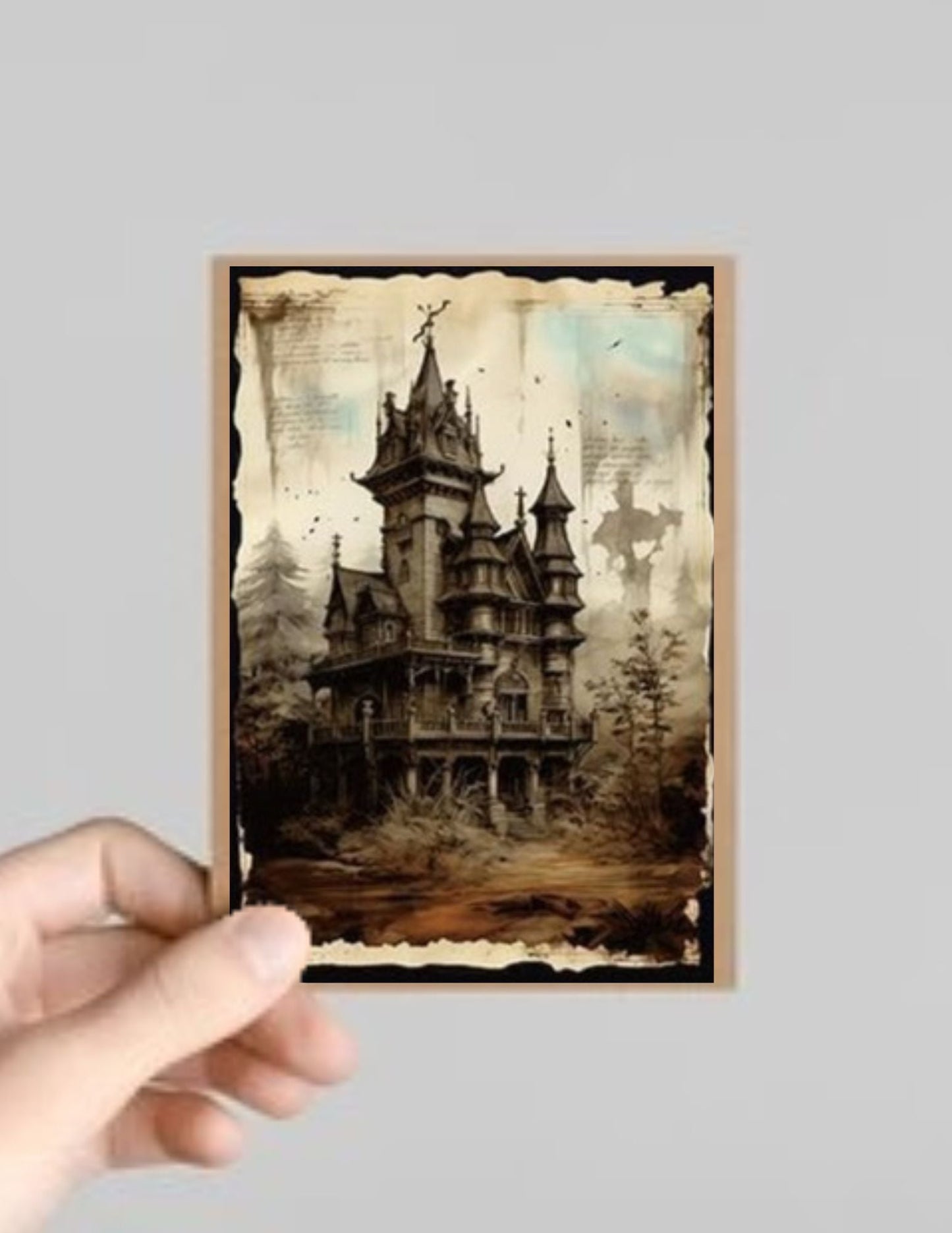 Spooky Gothic Castle/Building Halloween Greeting Card with Envelope