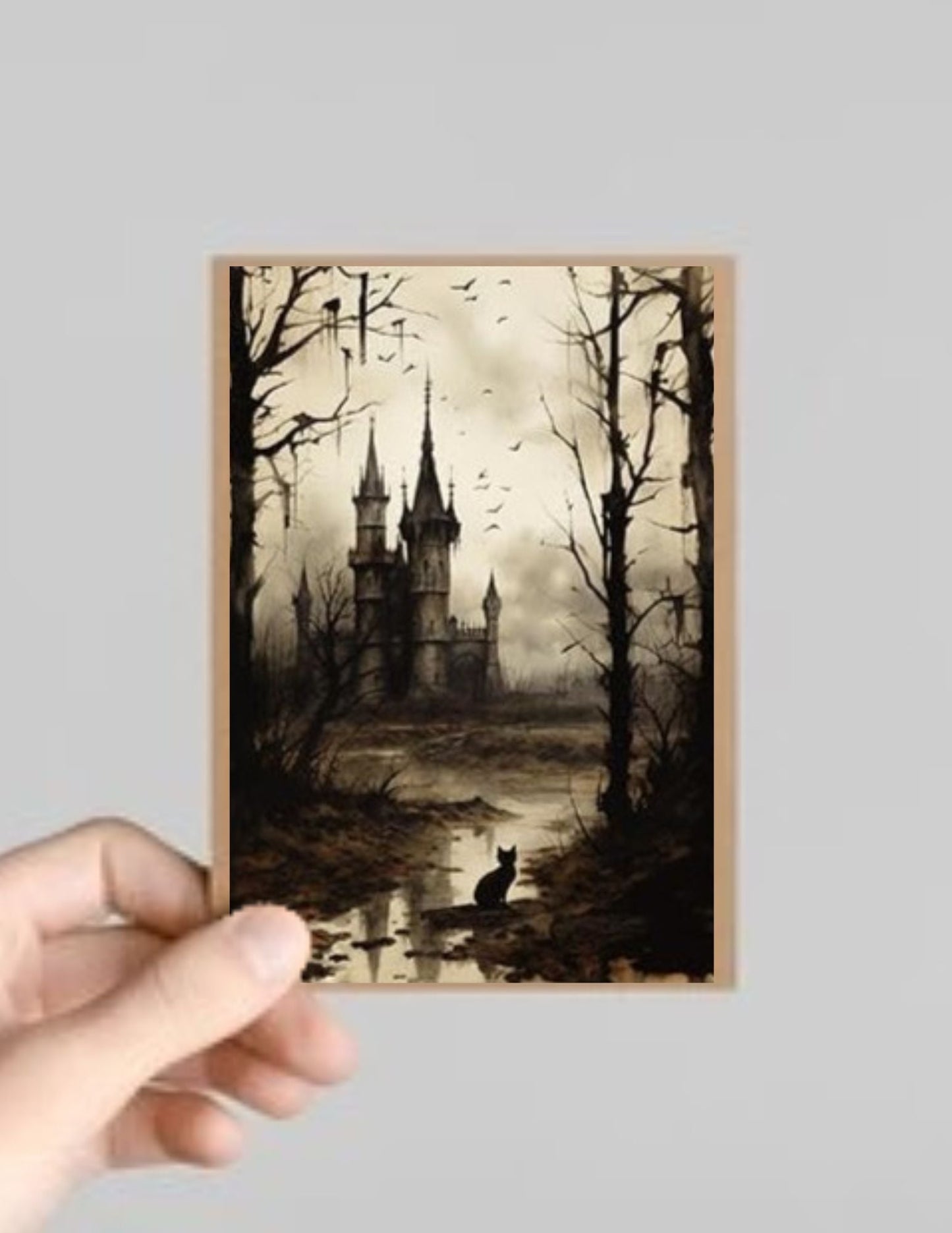 Spooky Gothic Castle/Building Halloween Greeting Card with Envelope