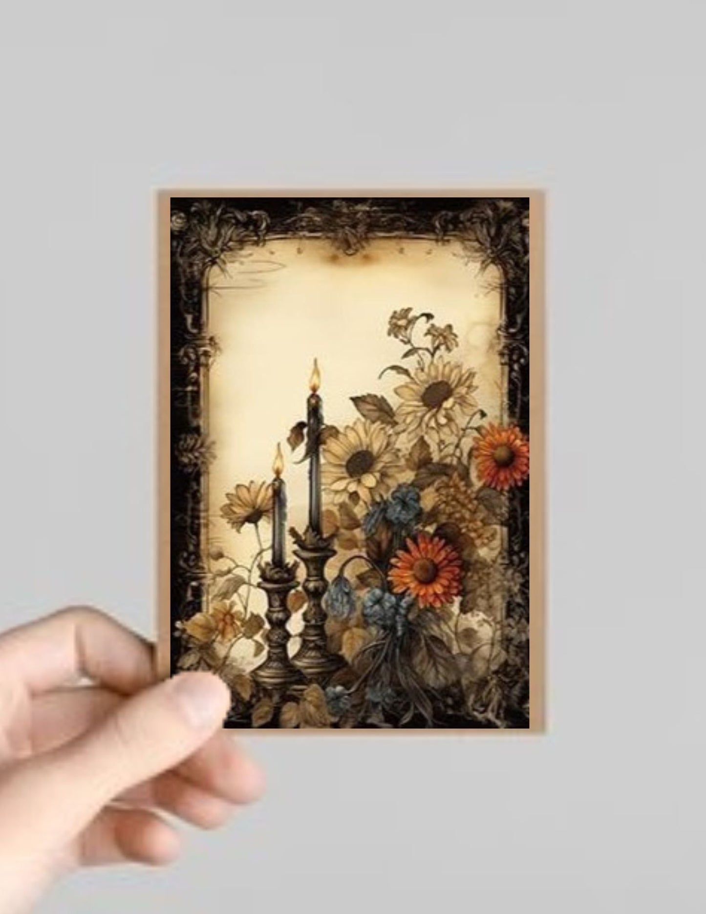 Spooky Gothic Candle Halloween Greeting Card with Envelope