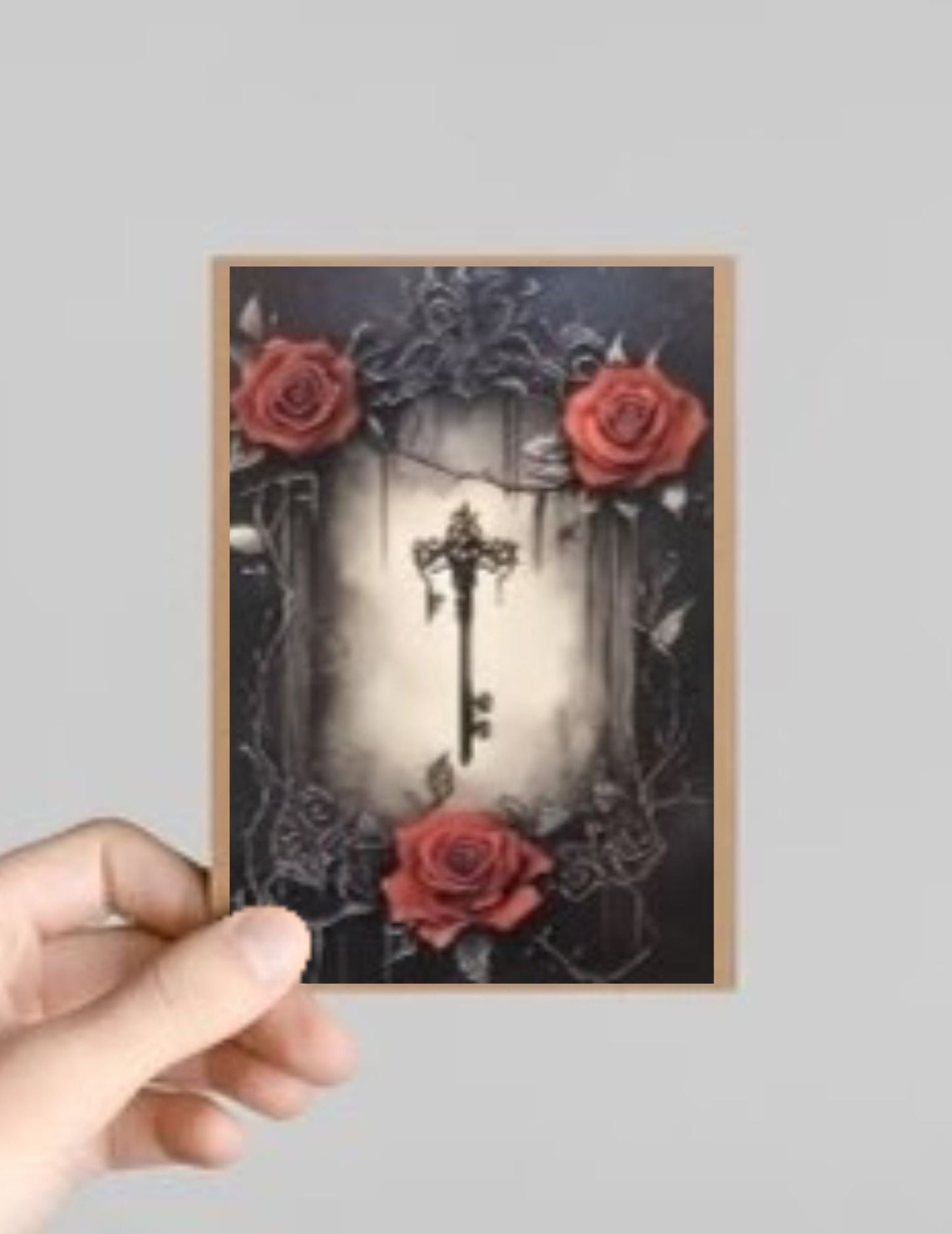 Set of 10 Spooky Gothic Roses Halloween Greeting Cards with Envelopes