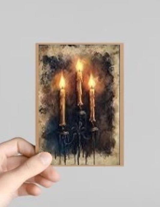 Set of 10 Spooky Gothic Candle Halloween Greeting Cards with Envelopes