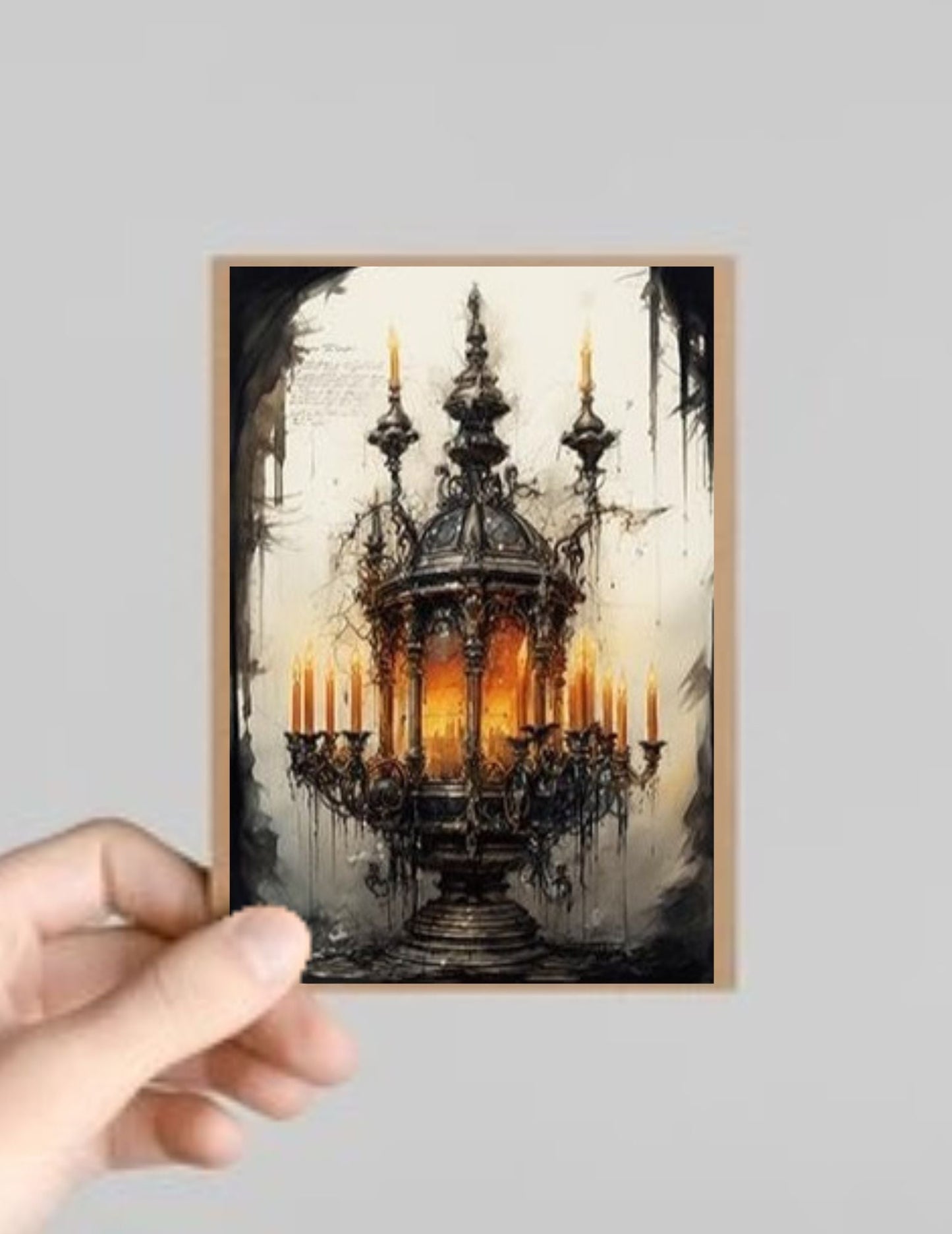 Spooky Gothic Candle Halloween Greeting Card with Envelope