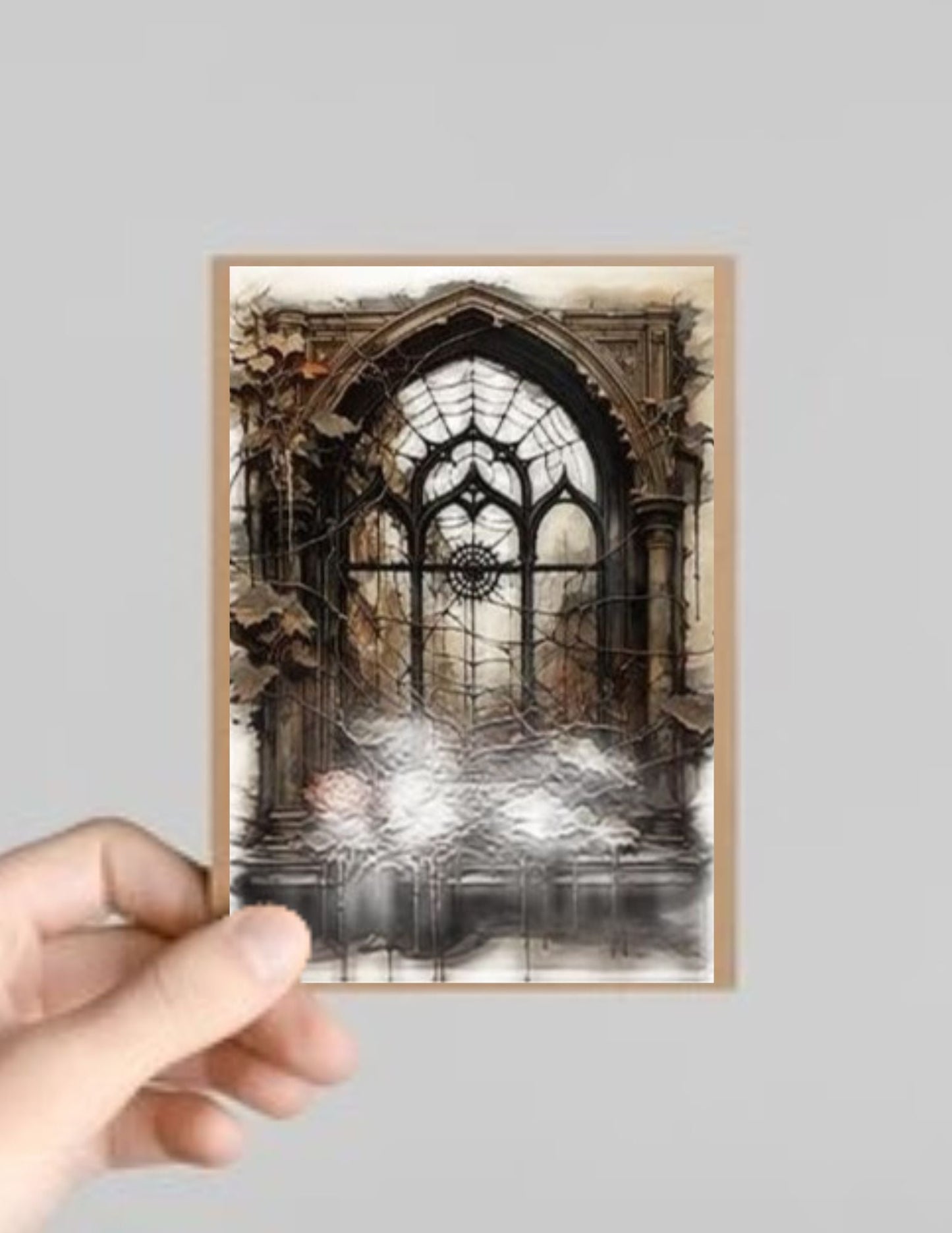 Set of 10 Spooky Gothic Windows/Arches Halloween Greeting Cards with Envelopes