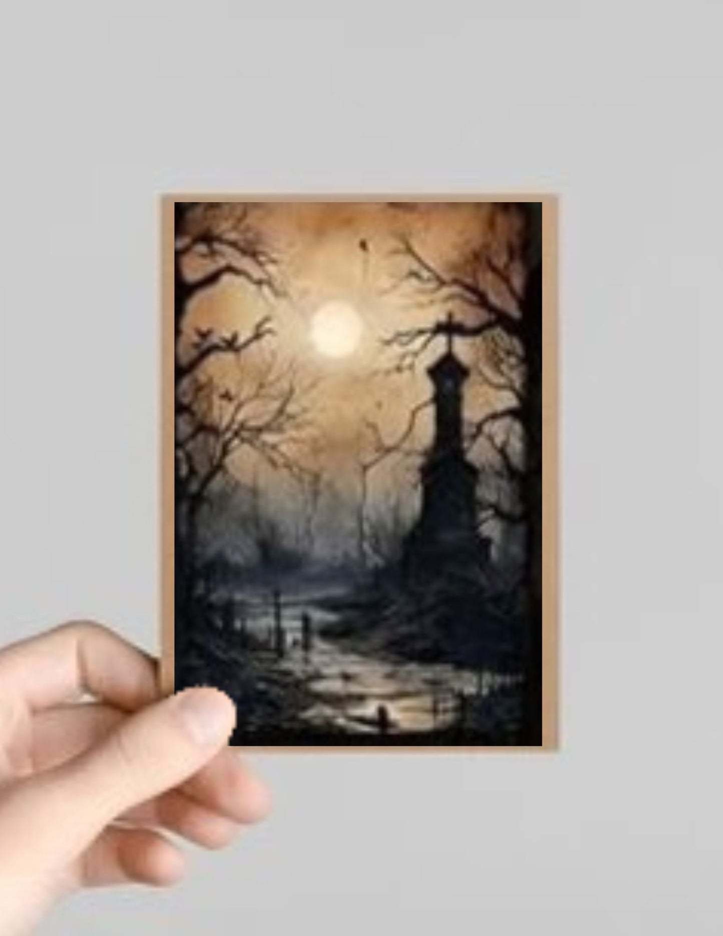 Set of 10 Spooky Gothic Castles Halloween Greeting Cards with Envelopes