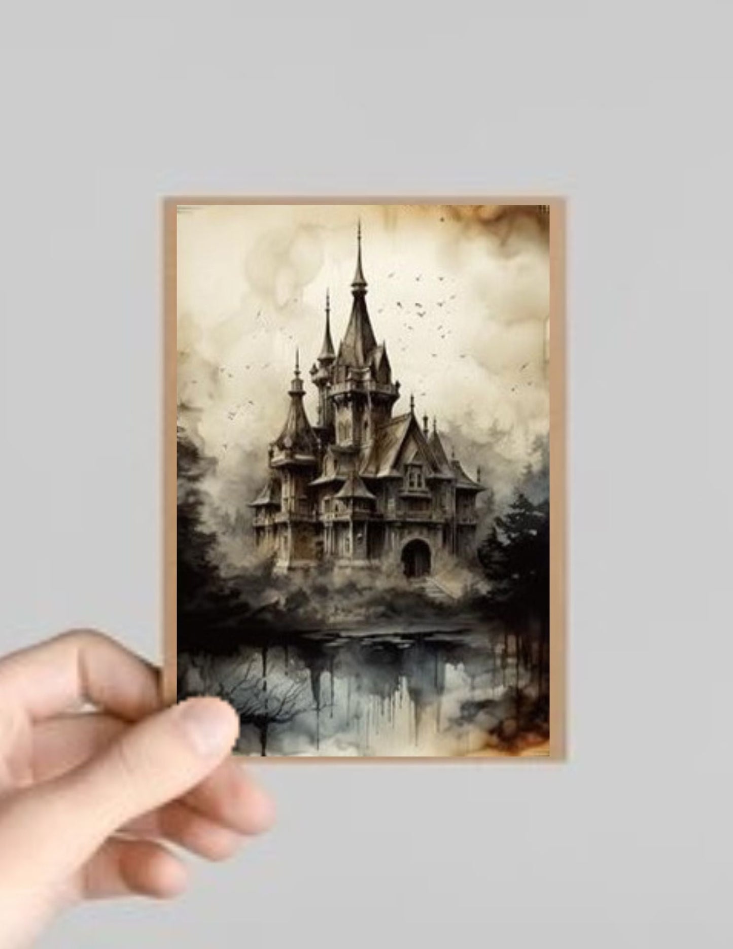 Spooky Gothic Castle/Building Halloween Greeting Card with Envelope