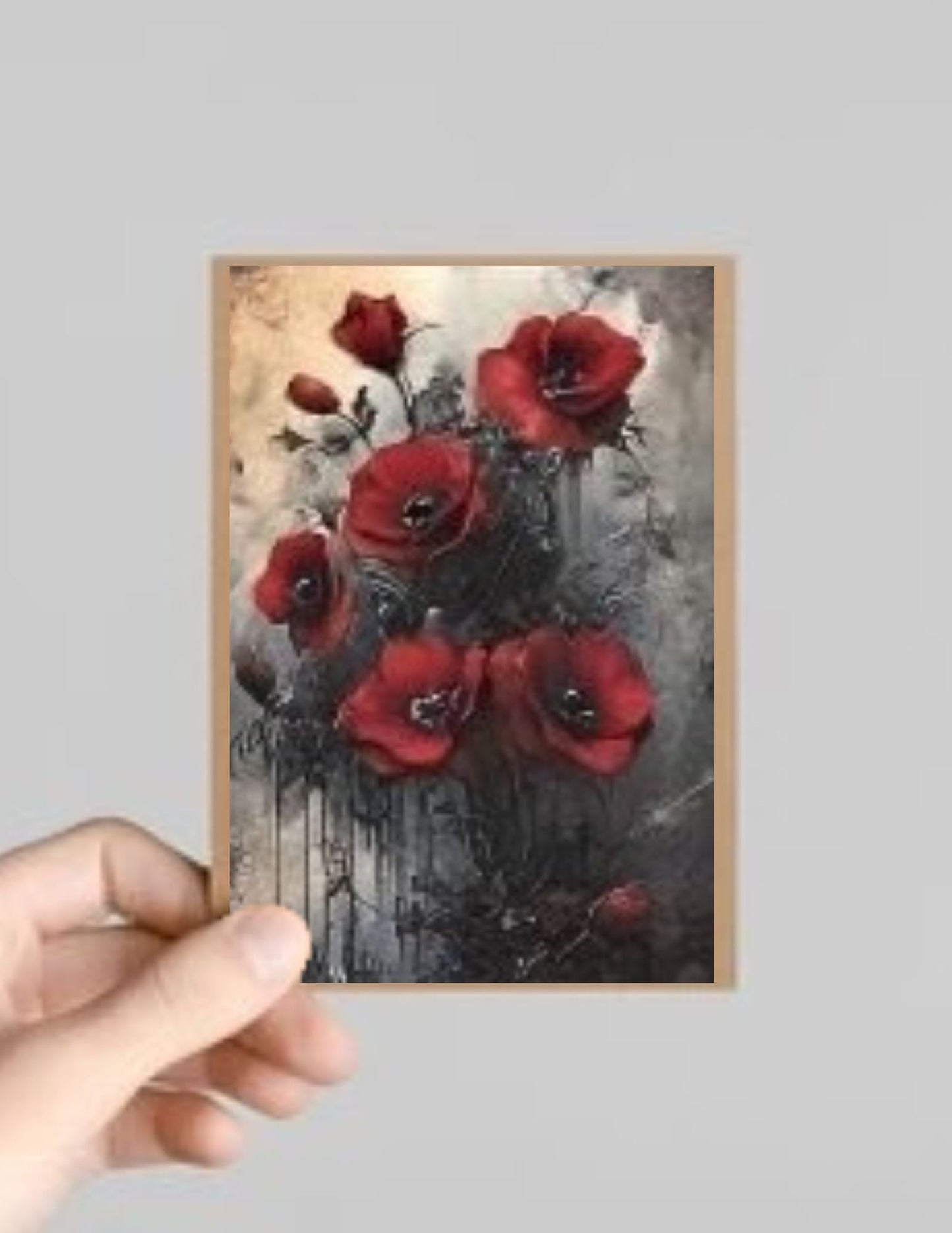 Set of 10 Spooky Gothic Roses Halloween Greeting Cards with Envelopes