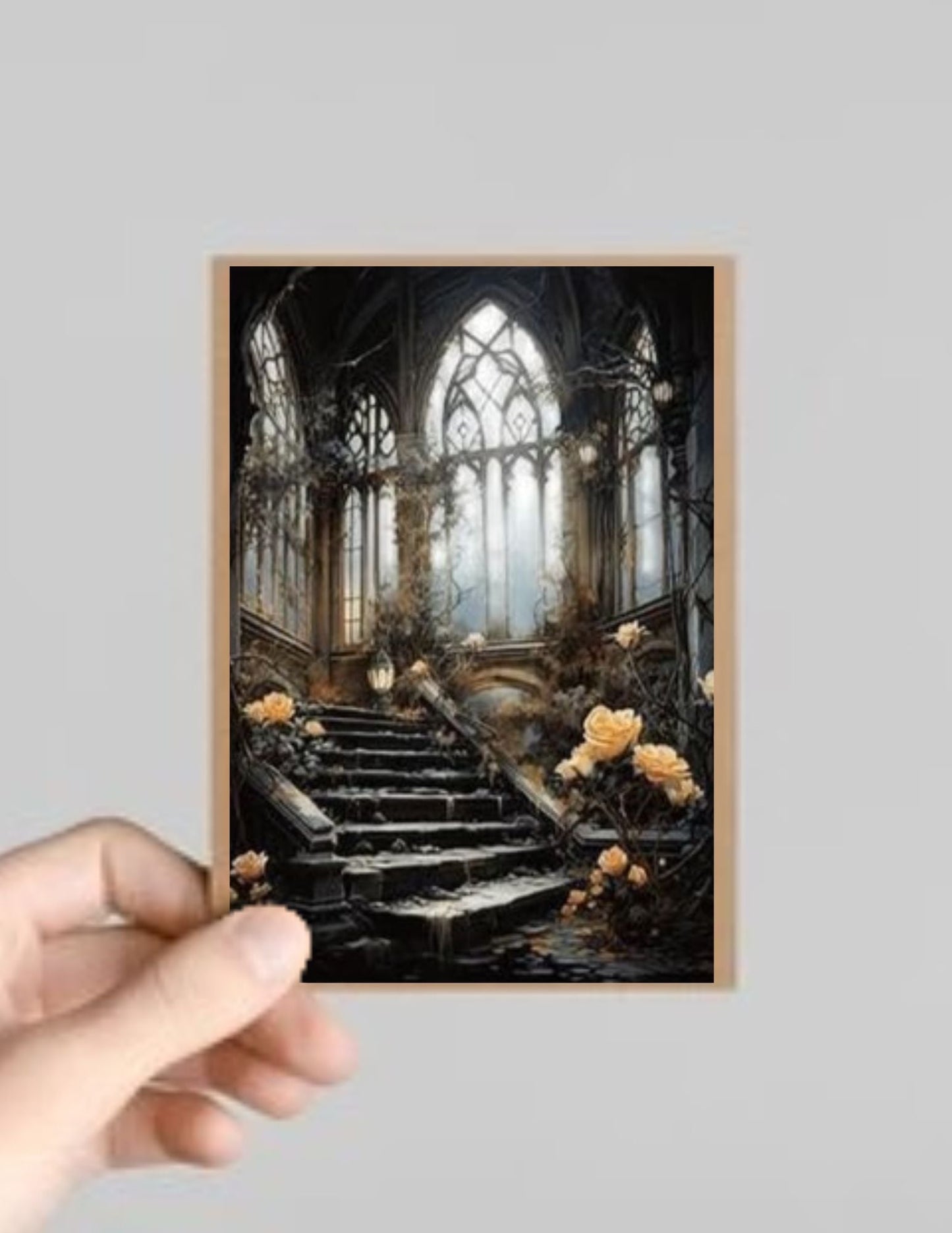 Set of 10 Spooky Gothic Windows/Arches Halloween Greeting Cards with Envelopes
